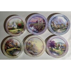Vintage Set Of 6 Thomas Kincade Sandstone Coasters